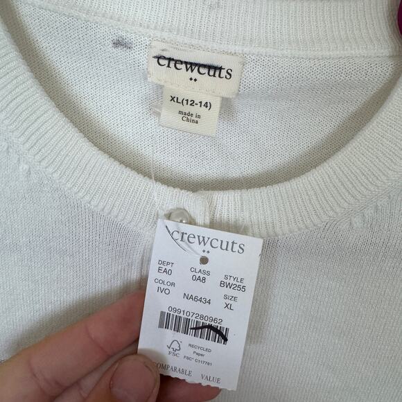 Crewcuts By J.Crew Pearl Button Casey Cardigan Girls XL Cream Crew Neck Sweater - Picture 3 of 6